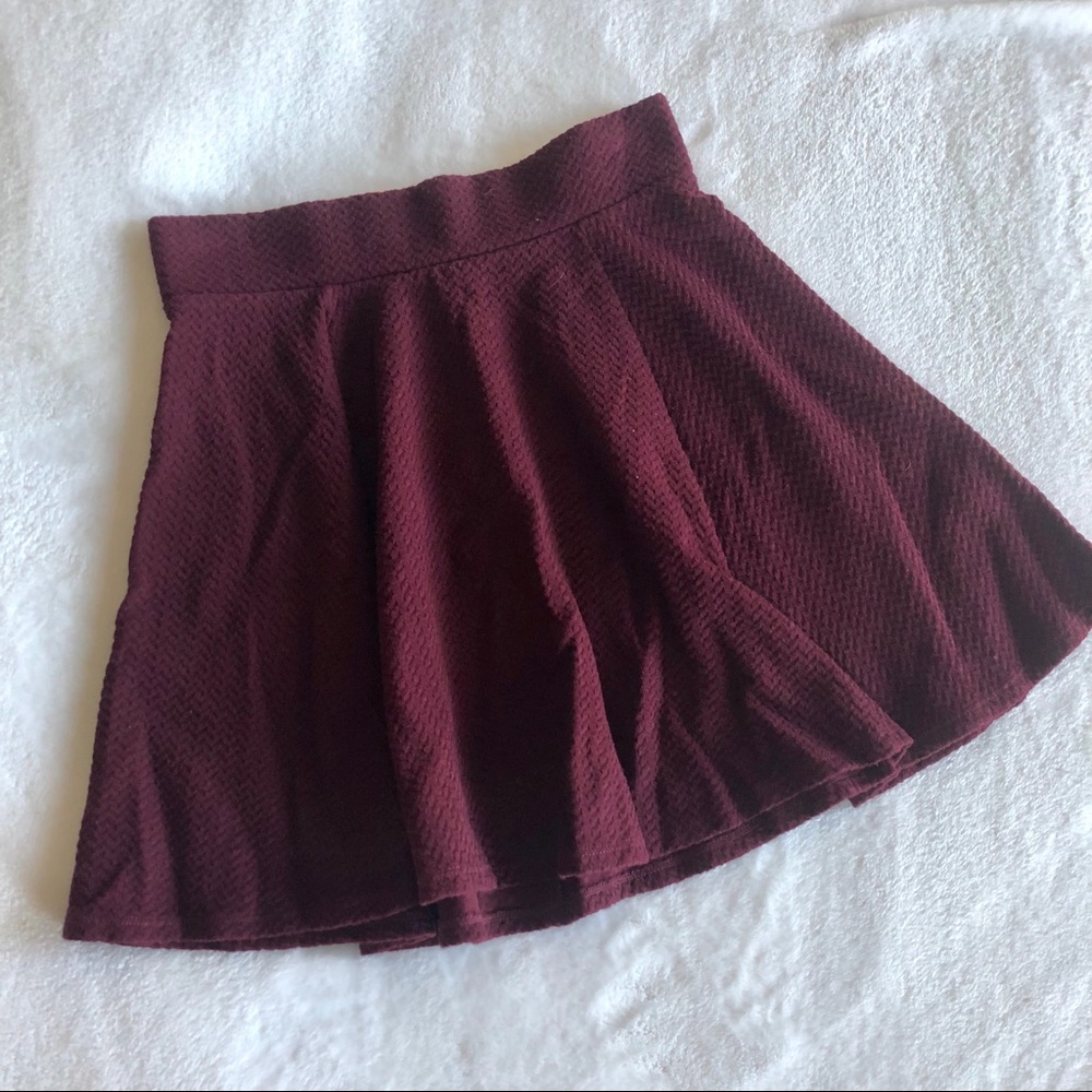 Burgundy Skater Skirt